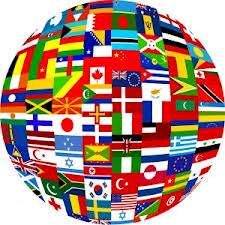 all the flags of the world shaped into a globe